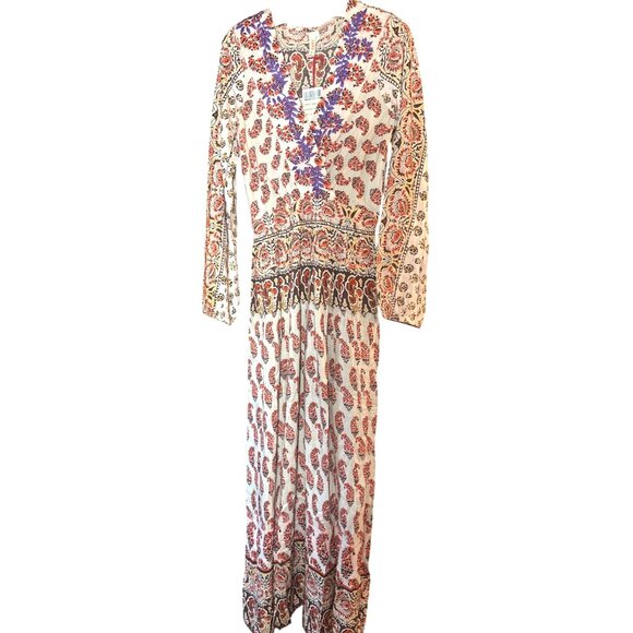 Raga Blooming Trails Floral Paisley Split Front Maxi Dress S V-Neck Boho Anthro - Picture 8 of 8